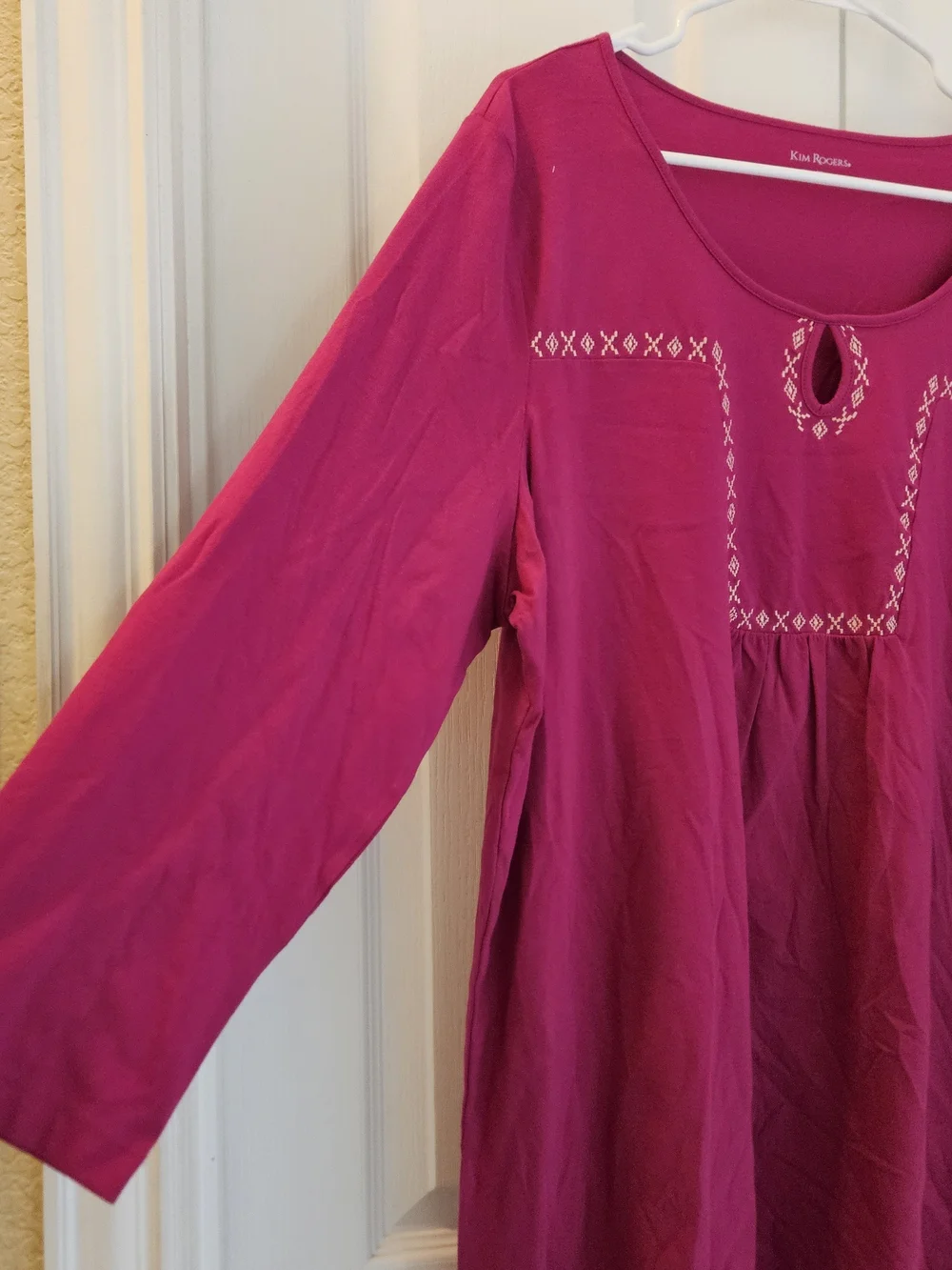 Kim Rogers Women’s Embroidered Tunic Top – XL – Bright Pink - Picture 6 of 7